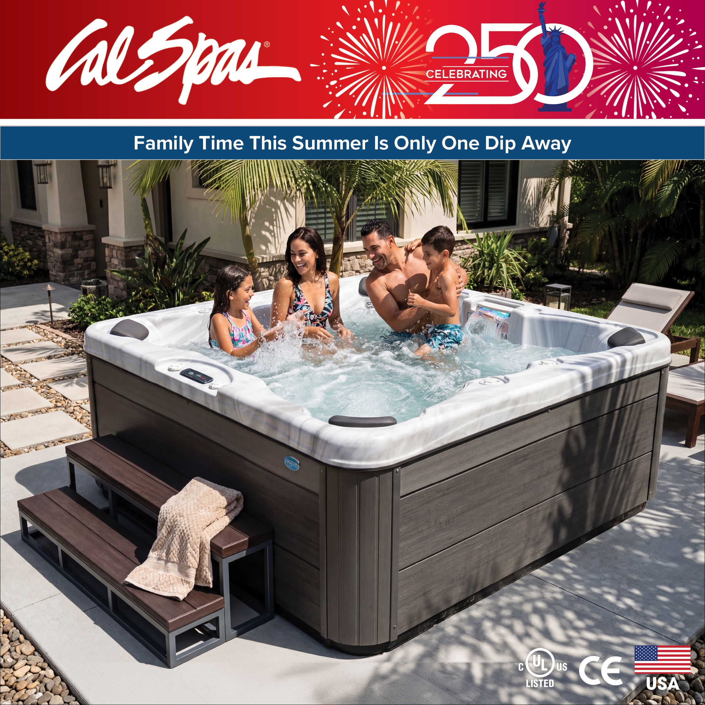 Calspas hot tub being used in a family setting - West PalmBeach